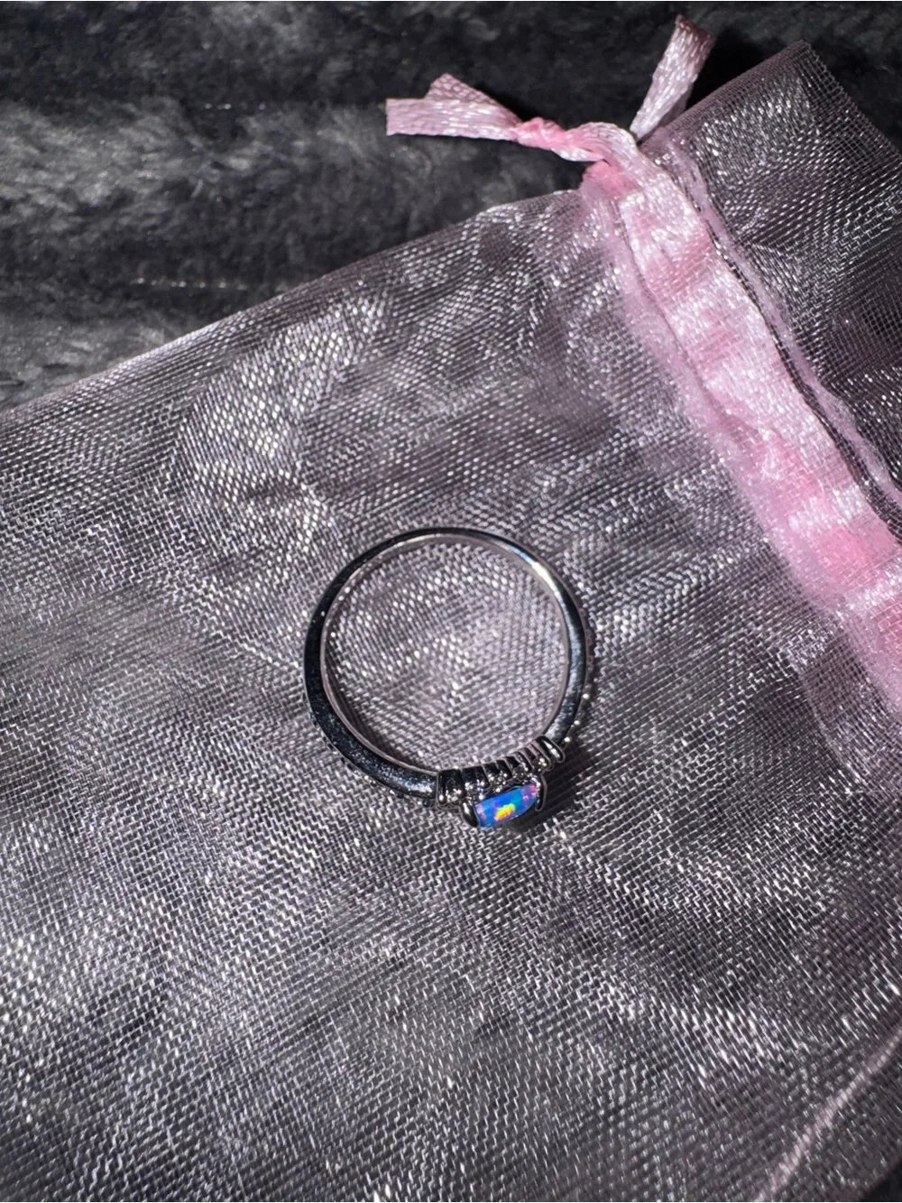 Sterling Ring Set with Blue Fire Opal Pear Center